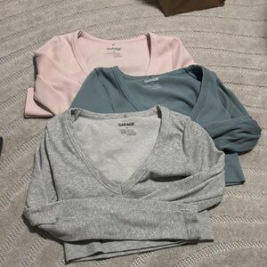 Garage V-Neck top Trio - Soft Pink, Teal, Gray